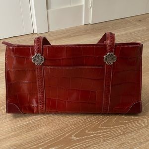 Brighton satchel rust red croc pattern leather new